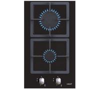 Domino gaz - CATA - SCI 3002 BK - 2 feux - Verre noir - Allumage électronique intégré