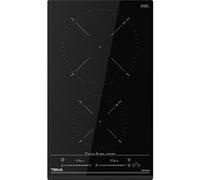 Domino induction verre noir avant biseaute 2 zones de cuisson, Diametre 150mm et 215mm, 3600W Touch control multislider 3 fonctions directes, installation fast click Noire G