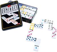 Domino, jeu classique en 6 couleurs et avec un robuste coffret métallique, à ...