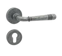 Domino Kit Cylindre Profilé - Poignée de Chambre et Bureau - Rosace Ronde - Ferrures en Znal - Garniture Pour Intérieur et Cave