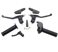 Domino Kit de commande de gaz universel pour moto et cyclomoteur de compression de poignées droite et gauche, levier de gaz, embrayage et air Fabriqué en aluminium moulé sous pression.