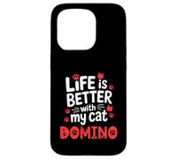 Domino Life is Better with My Cat Domino Coque pour iPhone 15 Pro