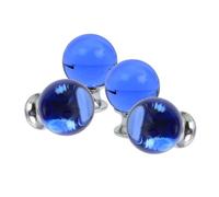 domino Lot de 4 boutons de meuble élégants Crystal D - 30 mm - En chrome et bleu - Design en verre robuste - Style glamour - Parfait pour les armoires et les commodes