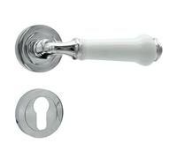 domino LUDWIK-R M6 Poignée de porte PZ - Kit cylindre profilé - Rosace ronde - Poignée de porte pour porte de chambre, de bureau, porte de cave et porte intérieure - Ferrures de porte en acier