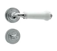 domino LUDWIK-R M6 Poignée de porte WC - Set de salle de bain - Rosace ronde | Ferrure de porte pour portes de salle de bain | Ensemble WC - Garniture de rosace | Poignée de porte en acier inoxydable