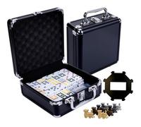 Domino Mexicain train double 12 - Engelhart - Malette en aluminium noir - 91 pièces - 8 trains en métal