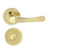 domino NOVA-R M1 Poignée de porte WC - Set de salle de bain | Rosace ronde | Ferrure de porte pour porte de salle de bain | Set WC - Garniture de rosace | Garniture de porte en aluminium | Laiton