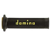 Domino Paire de poignées bicolore noir/jaune pour moto routière/Racing en matériau bi-composant Longueur : 120 mm et 125 mm Accessoires : 97.5595.04-00