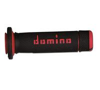 Domino Paire de poignées bicolore noir/rouge pour ATV/Quad en caoutchouc bi-composant Longueur : 118 mm et 122 mm Accessoires : 97.5595.04-00