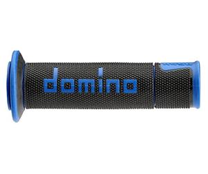 DOMINO Paire de poignées Noir/Bleu Racing Route