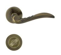 Domino PETRA-R M3 Poignée Pour WC, Salle de Bain et Bureau - Rosace Ronde - Ferrures en Aluminium Pour Porte Intérieure et de Cave - Bronze