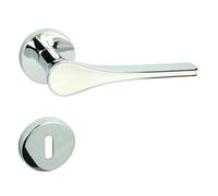 domino POARIS-R M6/BLANC Poignée de porte pour porte de bureau, porte de cave et porte intérieure Garniture de porte en Znal Chromé/Blanc