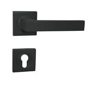 DOMINO Poignée avec Rosace PZ pour Insert de Cylindre Profilé | QUBIK-QR BLACK pour Porte de Chambre, Bureau, Cave et Intérieure