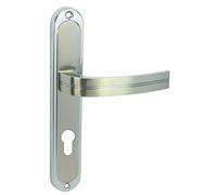 domino Poignée de porte 72 mm PZ - Cylindre profilé - Pour porte de chambre, de bureau, de cave et porte intérieure - En forme de L - En aluminium chromé/nickel - DEKAN M6/M9