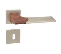 domino Poignée de porte BB-Buntbart - Rosace carrée - Pour porte de chambre, de bureau, de cave et porte intérieure - En nickel satiné Znal - Bois LIKE QR M91/WOOD
