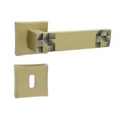 domino Poignée de porte BB - Rosace carrée - Pour porte de chambre, de bureau, de cave et porte intérieure - En Znal Bronze - TORO-QR M3 MAT