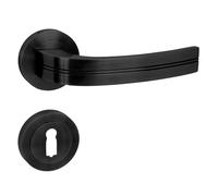 domino Poignée de porte DEKAN-R Black BB - Pour portes de chambre - Ensemble de rosettes - Ferrures de porte