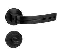 domino Poignée de porte DEKAN-R - Noir - Pour porte de chambre - Ensemble de rosaces de porte