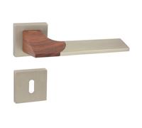domino Poignée de porte BB-Buntbart - Rosace carrée - Pour porte de chambre, de bureau, de cave et porte intérieure - En nickel satiné Znal - Bois LIKE QR M91/WOOD