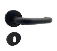 domino Poignée de porte UNO-R Black BB - En acier inoxydable - Pour porte de chambre - Ensemble de poignées de porte - Garniture de rosace - Poignée de porte - Garniture de porte - Rosace ronde - En