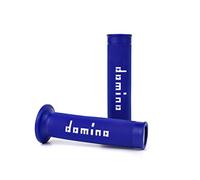 DOMINO Poignée en Caoutchouc Bleu/Blanc A01041C4648B7-0 | Long. 120 mm gauche, 125 mm droite, bouts ouverts, poignée accélérateur pour cyclomoteurs et quad ou ATV