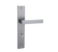 domino QUBIK M45 Poignée de porte de WC 78 - Ensemble de poignées de porte gauche et droite pour portes de WC/salle de bain - En forme de L - Ferrures de porte en aluminium - Chrome satiné