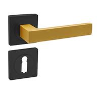 domino Qubik-QR Poignée de porte avec rosaces carrées BB pour porte de chambre en aluminium noir/doré mat