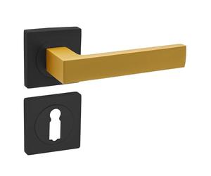 domino Qubik-QR Poignée de porte avec rosaces carrées BB pour porte de chambre en aluminium noir/doré mat