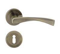 domino ROMANA-R M3 Poignée de porte - Kit de serrure BB - Rosace ronde - Poignée de porte pour porte de chambre, de bureau, de cave et porte intérieure - Ferrures de porte en aluminium - Bronze