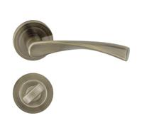 domino ROMANA-R M3 Poignée de porte WC - Set de salle de bain | Rosace ronde | Ferrure de porte pour porte de salle de bain | Set WC - Garniture de rosace | Poignée de porte en aluminium | Poignée de