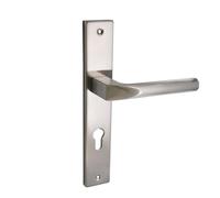 domino Set de poignées de porte avec trou PZ Kit de poignées pour porte d’entrée, cave, couloir - Pour cylindre européen en aluminium robuste argenté universelle CONO M9 PZ70