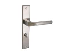 Domino Set de poignées de porte Kit de poignée de porte WC - Ensemble pour porte de salle de bain avec raccords en aluminium argenté universelle CONO M9 WC70