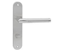 Domino SPECTRA INX Poignée de L Pour WC/Salle de Bain - Kit Gauche et Droite 78 mm - Ferrures de Porte en Acier Inoxydable - Argenté