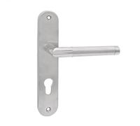 domino SPECTRA INX Poignée de porte 72 mm - Cylindre profilé - Pour porte de chambre, de cave et porte intérieure - En forme de L - En acier inoxydable argenté