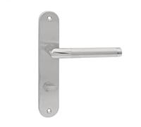 Domino SPECTRA INX Poignée de porte de WC 78 mm - Kit de poignées de porte gauche et droite pour portes de WC/salle de bain - En acier inoxydable argenté