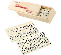 Domino Spiele Classic Line-Boîte En Bois Avec 28 Dominos Doubles Classiques-Pièces En Plastique-Kit De Construction Pour Enfants-Jeu De Société Avec Dominos À Partir De 6 Ans-Jeu De Société
