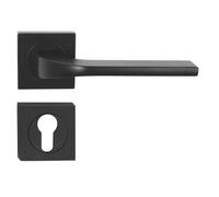 domino Tipo-QR - Poignée de porte PZ - Cylindre profilé - Rosace carrée - Pour porte de chambre, de cave et porte intérieure - En aluminium bronze - Noir