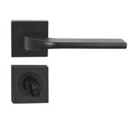 domino Tipo-QR Poignée de porte WC - Kit de salle de bain | Rosace carrée | Ferrure de porte pour portes de salle de bain | Set WC - Garniture de rosace | Poignée de porte en aluminium bronze