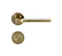 domino Tipo-R M3 Poignée de porte pour WC et salle de bain - Rosace ronde - Poignée de porte pour porte de bureau, porte de cave et porte intérieure - En aluminium bronze