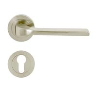 domino Tipo-R M9 - Poignée de porte - Cylindre profilé PZ - Rosace ronde - Pour porte de bureau, porte de cave et porte intérieure - En aluminium et nickel