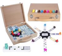 Engelhart Jeu de dominos Train mexicain Double 12 - Coffret valise bois 91 pièces