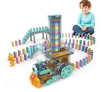 Domino Train Toy - Jeu de dominos électriques, véhicule éducatif, train mobile lisse avec carreaux de dominos vivants, mécanisme de charge simple qui améliore la concentration et l'imagination pour le