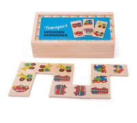 Dominos en bois Bigjigs Toys (Transport) avec boîte de rangement