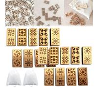 Dominos Motifs de Patchwork, jeu de 28 dominos en bois de cerisier gravés au laser avec motifs de patchwork, pour 2 à 4 joueurs, jeu familial éducatif et idée cadeau pour les passionnés (2 SET)