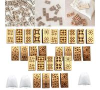 Dominos Motifs de Patchwork, jeu de 28 dominos en bois de cerisier gravés au laser avec motifs de patchwork, pour 2 à 4 joueurs, jeu familial éducatif et idée cadeau pour les passionnés (3 SET)