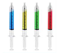 Domire Syringe Ballpoint Pen 4 Color Ink Blue Black Nouveauté Blood Fun Gift Livelty Blood Syringe Ballpoint Pen Injection Stylos Pour Infirmière Costumes - 4 Couleurs, Cadeaux Des Élèves,