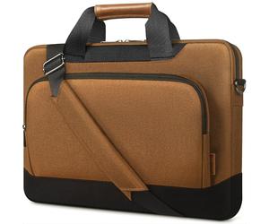 DOMISO 17-17,3 Pouces Sacoche de Protection Ordinateur Portable Imperméable Sac à Bandoulière Antichoc Compatible avec 17.3" HP Pavilion 17 / MSI/Dell/Lenovo/Acer/ASUS,Marron