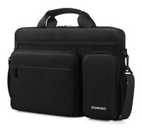 DOMISO 17 Pouces Imperméable Sacoche de Protection Ordinateur Portable Anti-Choc Sac à Bandoulière Mallette d'Affair Serviette pour 17-17.3" Notebook/Dell/Lenovo/Acer/HP/MSI/ASUS, Noir