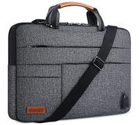 DOMISO Sacoche Ordinateur 15.6-16 Pouces Résistant à l'Eau Pochette PC Portable Sac Bandoulière Homme pour MacBook Pro 16", Dell XPS 16, HP Envy 15, Lenovo IdeaPad 5 Flex 5, Fermeture éclair noire