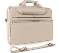 DOMISO Sacoche Ordinateur 15,6 Pouces Résistant à l'Eau Pochette PC Portable Sac à Bandoulière pour 15.6" Lenovo IdeaPad ThinkPad/HP Pavilion 15 ENVY 15 / Dell XPS 15 / Macbook/Asus, Beige